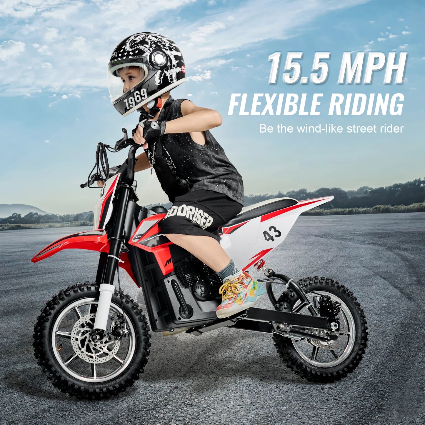 VEVOR 36V Kids Ride On Motorcycle with Speed Up to 15.5mph LED Light Battery Gauge Electric Motorcycle Toys for Children Boys