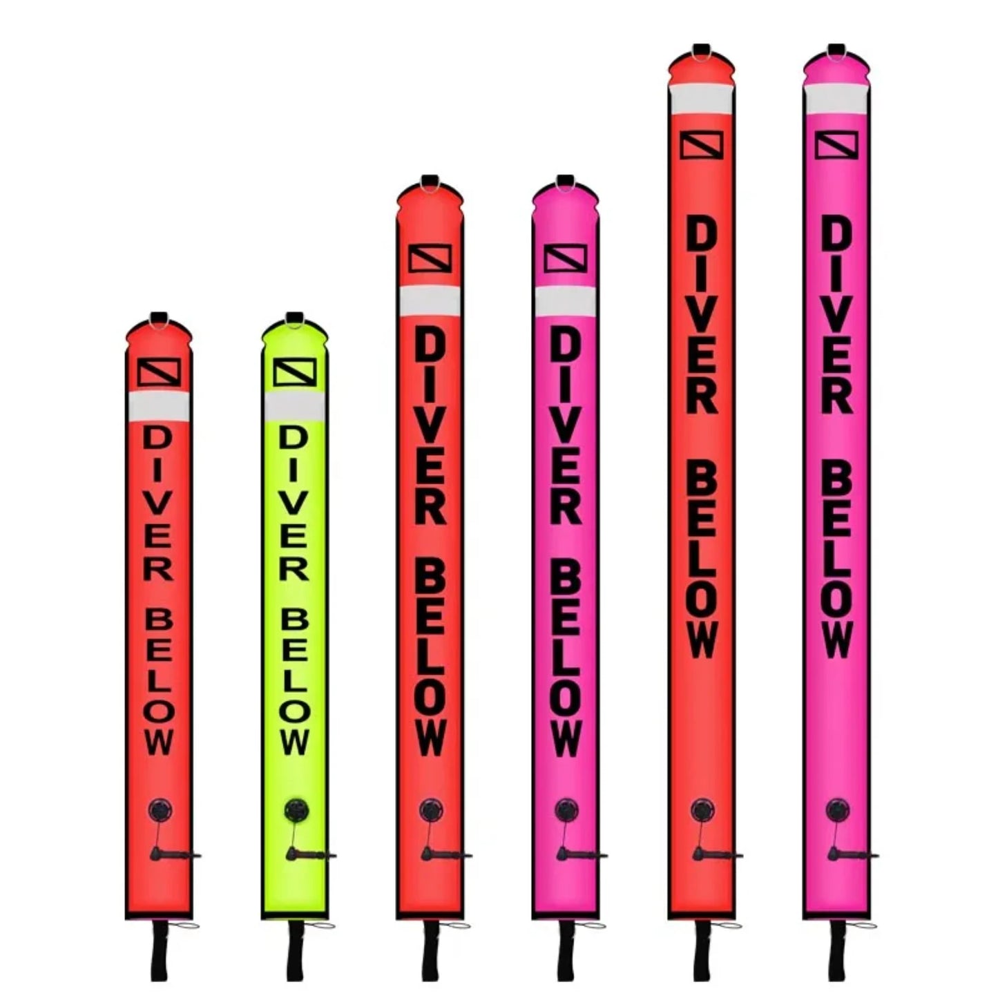 Scuba Diving Buoy Set 1.2m 1.5m 1.8m Colorful Safety Float