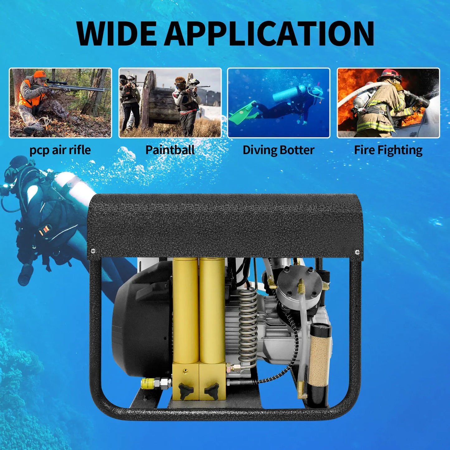 TUXING TXEDT032 300 Bar PCP Air Compressor Double Filtration Auto Stop Built In Water Cooling for Scuba Diving