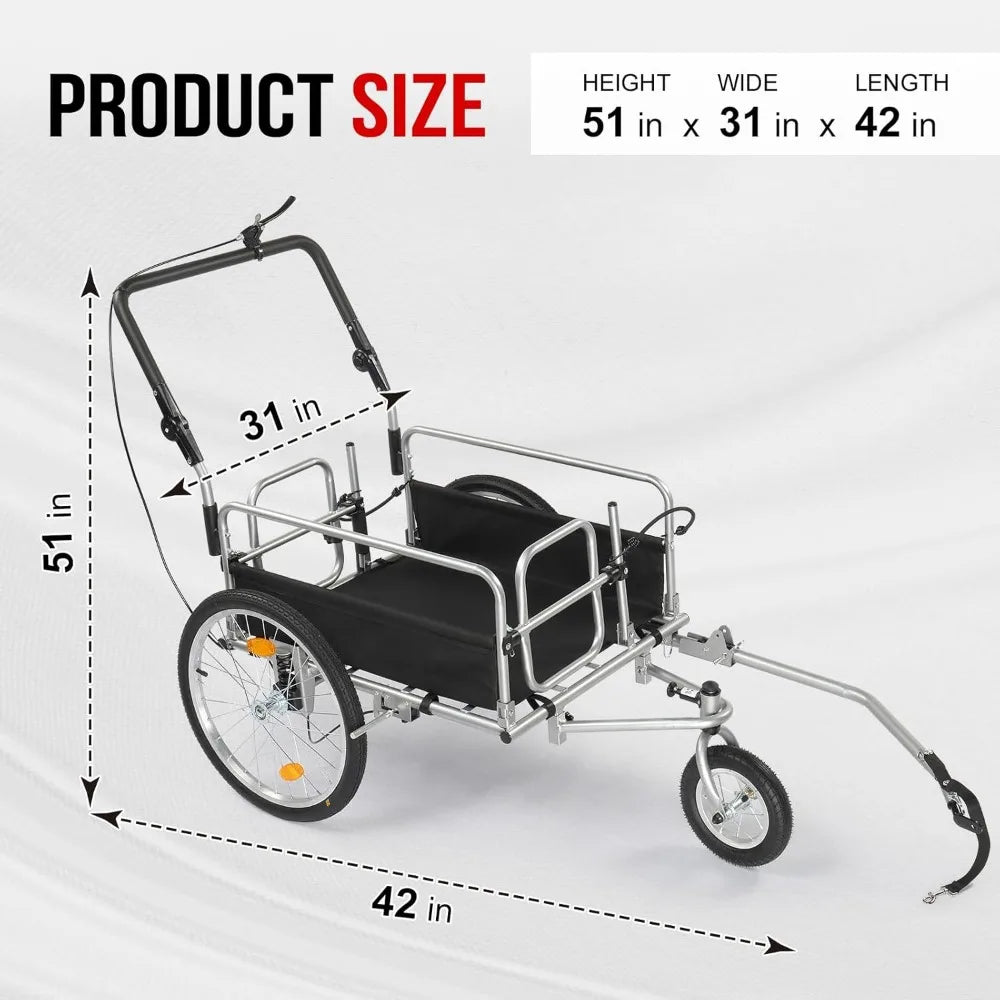 Bike Cargo Trailer Heavy Duty 220 Pounds Bicycle Wagon Cart 20 Inch Wheel Folding Groceries Hauler with Safe Hitch System