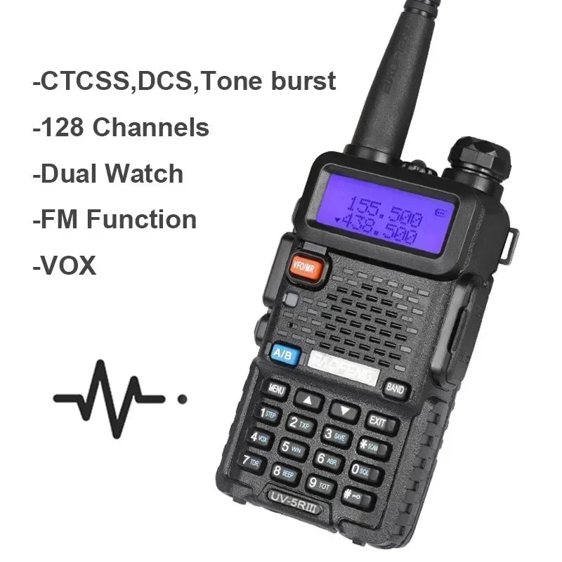 4Pcs Baofeng UV-5R 5W Tri Power Walkie Talkie High Power Dual Band Long Range Portable Handheld Radio