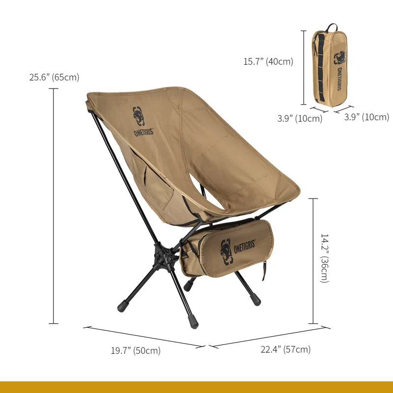 OneTigris Portable Camping Chair Multicam Foldable Outdoor Chair for Camping Trekking Fishing BBQ Parties Gardening Indoor Use