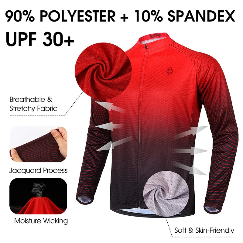 West Biking Long Sleeve Cycling Jersey for Men Comfortable Racing Bike Clothing Fitness Running Sport