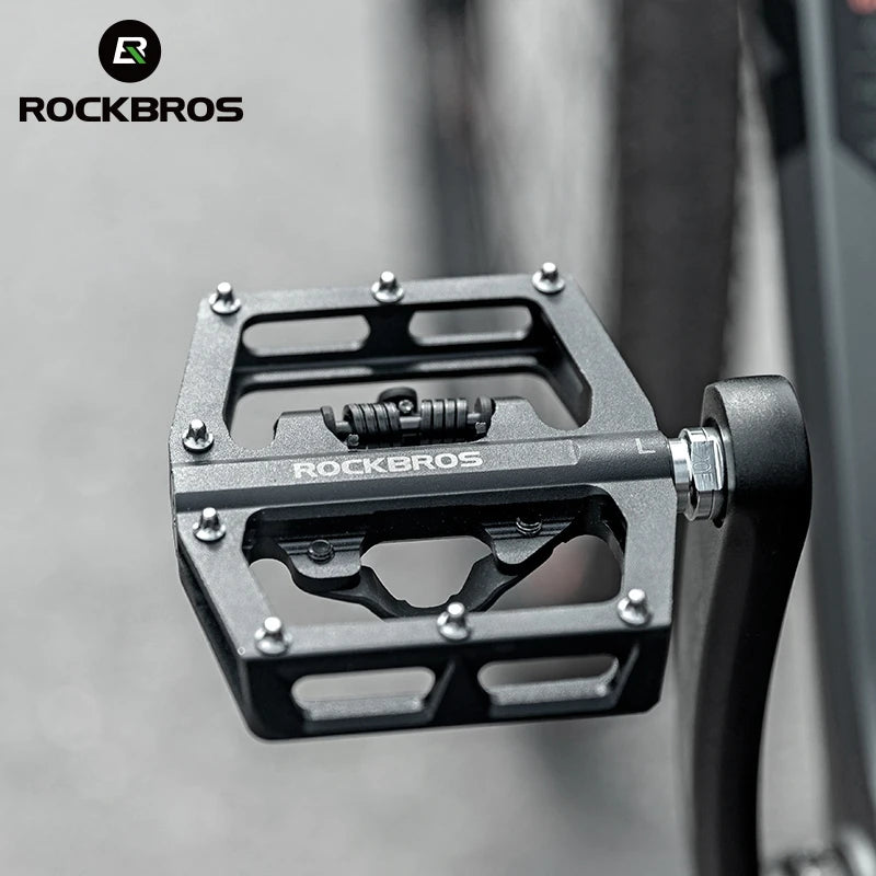 Rockbros Bicycle Pedal Non Slip MTB Bike Pedals Aluminum Alloy Flat Platform SPD Waterproof Cycling Accessories