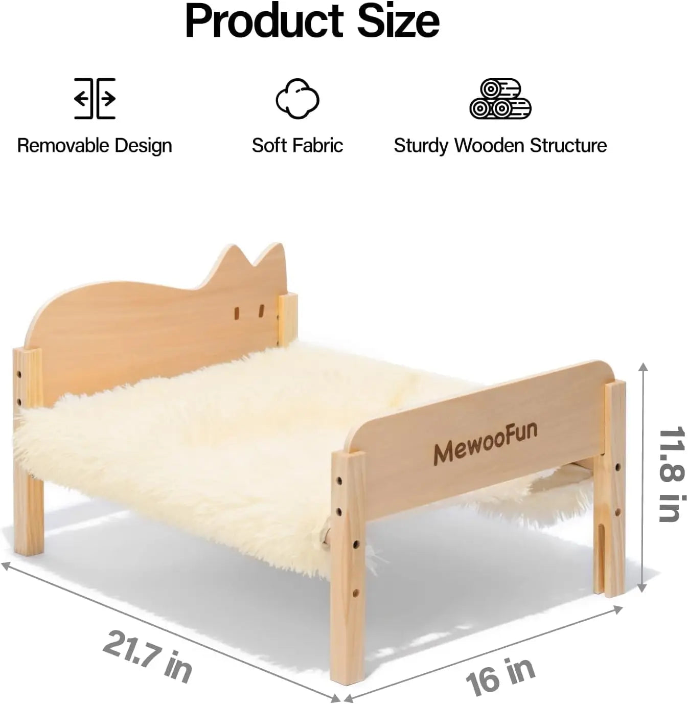MEWOOFUN Cat Hammock Bed Elevated Pet Bed 21.7" X 16" Floor Standing Dog Bed Pet Resting Hammock for Cats Dogs Plush Beige