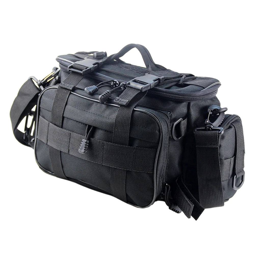 Large Capacity Fishing Tackle Bag with Multiple Pockets Thickened Handle Strap for Outdoor Travel Hunting and Fishing