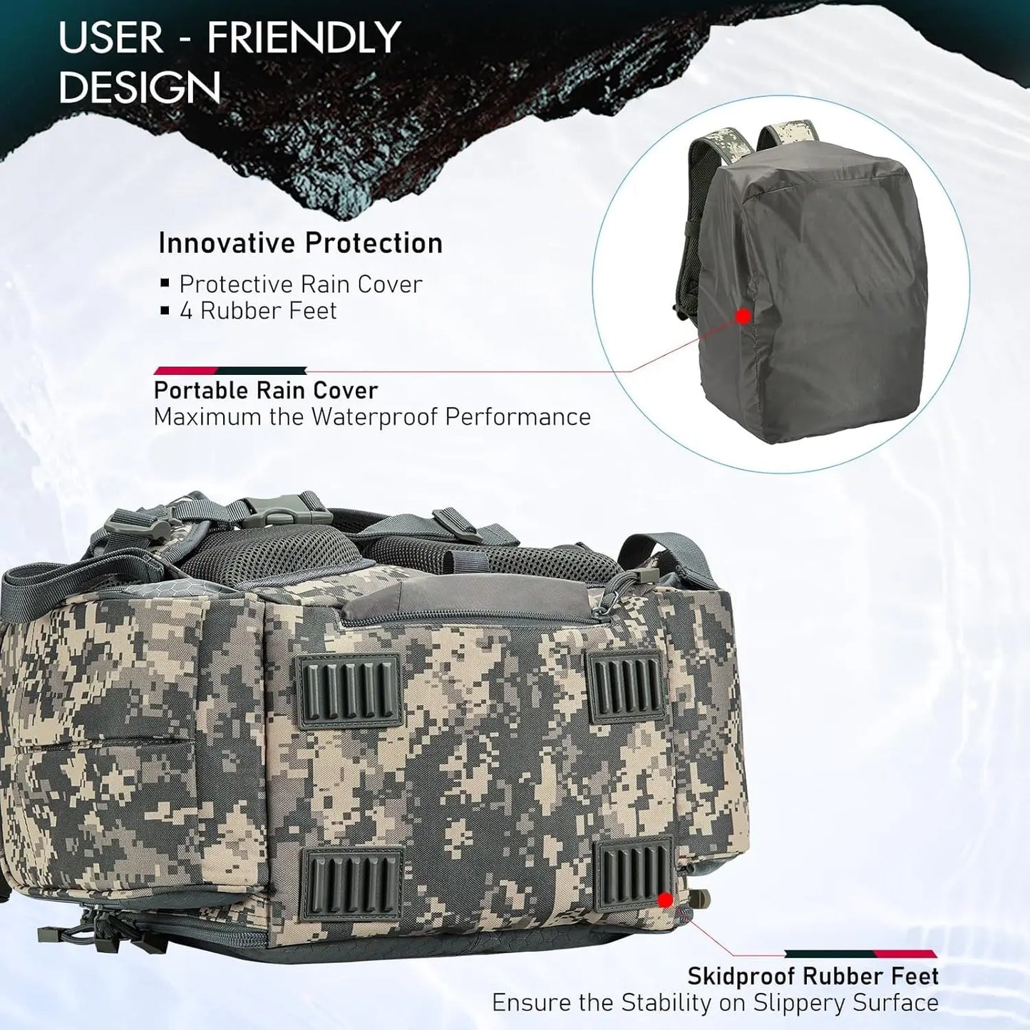 Fishing Tackle Backpack with Four Trays Large Outdoor Storage Bag with Protective Rain Cover for Fishing Gear
