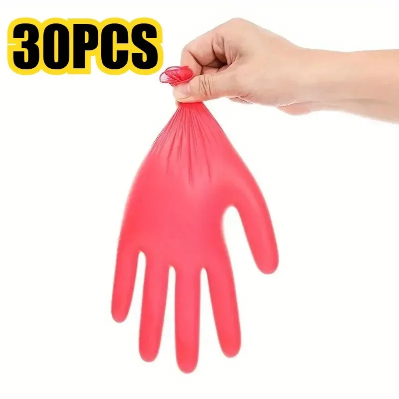 30/50/100PCS Disposable Red Nitrile Gloves Household Cleaning Gloves for Kitchen Beauty Salons Household Pets Dog brush Dog bath
