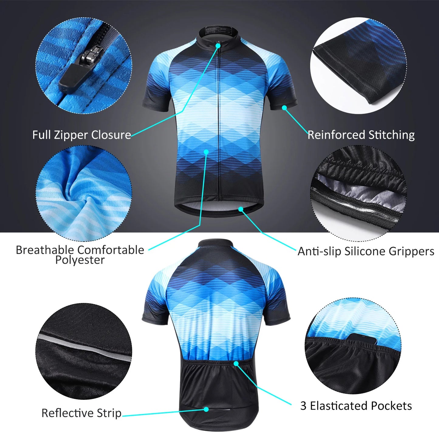 Lixada Men Cycle Jersey Breathable Short Sleeve Bike Shirt and Padded Shorts MTB Clothing Suit