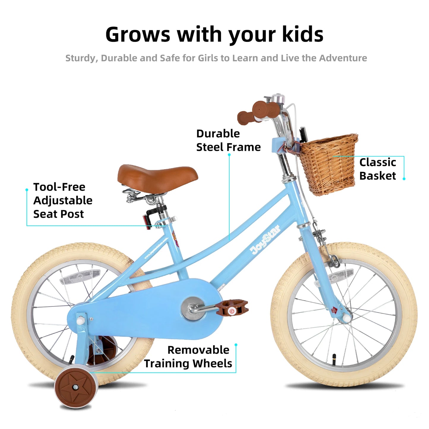 Joystar Retro Style Girls Bike for Toddlers Ages 2 to 12 Years 12 14 16 Inch Kids Bike with Training Wheels and 20 Inch with Kickstand