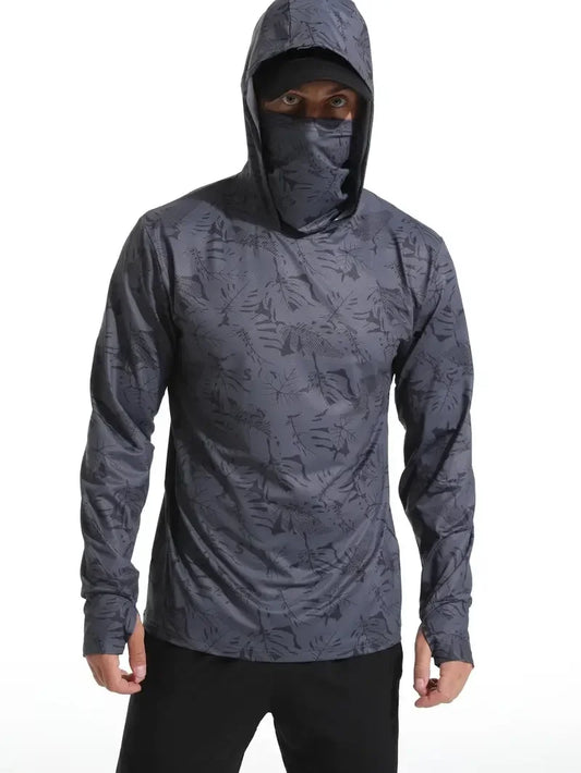 Fishing Shirt Hooded Men Fishing Clothes Outdoor Summer Mask Hoodie