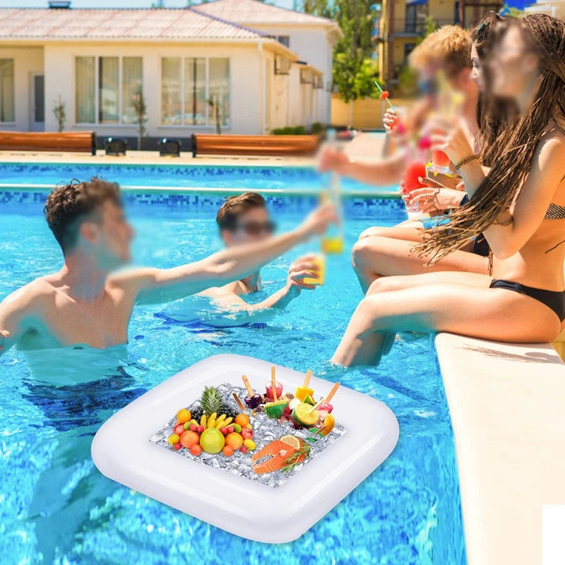1PCS Swimming Pool Beer Bar Air Floating Row Inflatable Water Sports Table Summer Beach Food Drink Tray Party Bucket Cup Holder