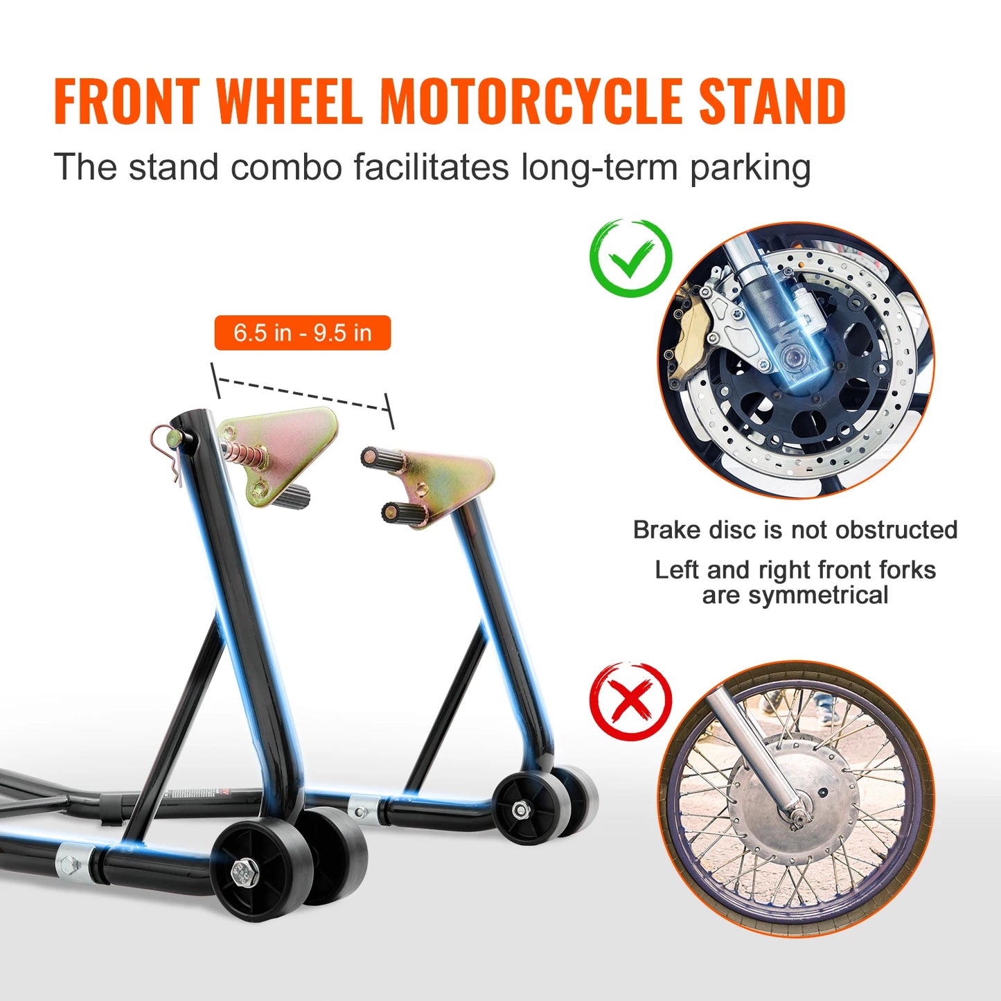 VEVOR Motorcycle Stand Lift 850 Pounds Front Rear Combo Heavy Duty Fork Stand