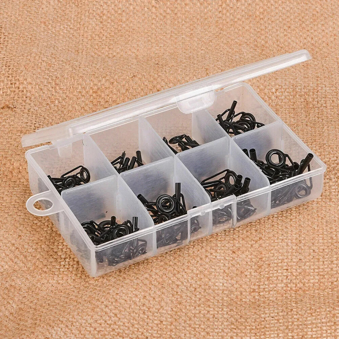 80PCS Ceramic Fishing Rod Guide Tips Top Eye Rings Line Repair Kit 8 Sizes Set Durable Fishing Tools