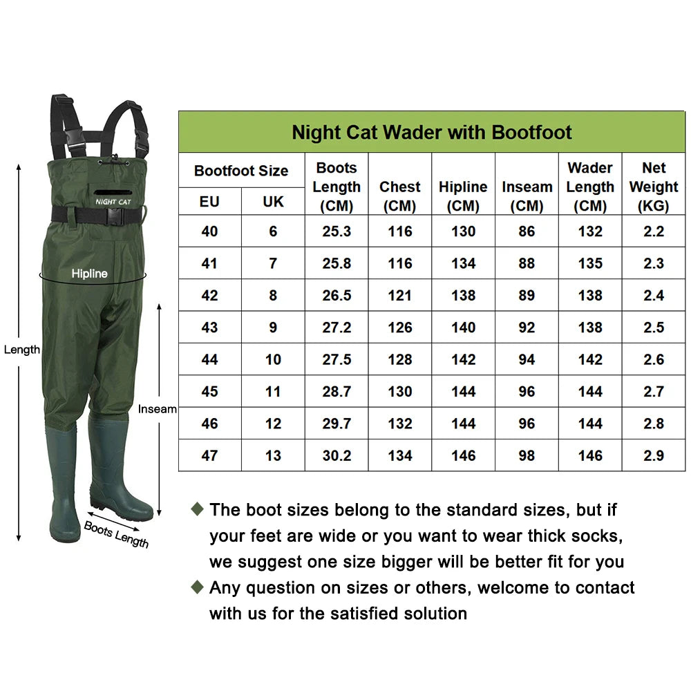 Lightweight Waterproof Breathable Fishing Waders PVC Rubber Chest Waders with Boots for Hunting and Diving