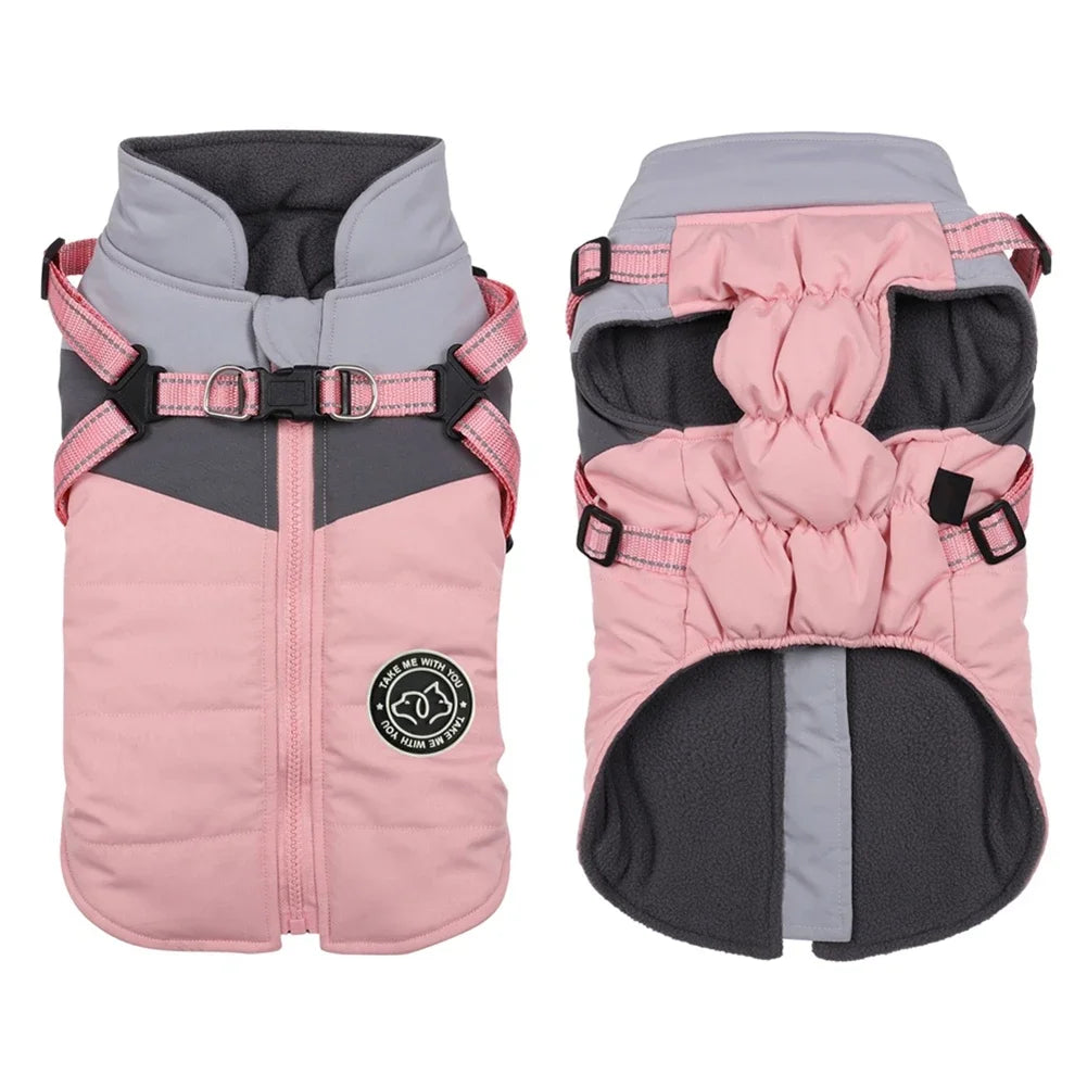 Winter Dog Harness Vest for Small Dogs Waterproof Warm Pet Jacket for Shih Tzu Chihuahua Pug