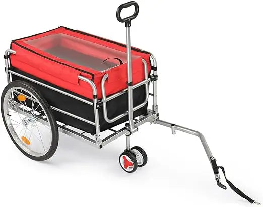 Bike Cargo Trailer Heavy Duty 220 Pounds Bicycle Wagon Cart 20 Inch Wheel Folding Groceries Hauler with Safe Hitch System