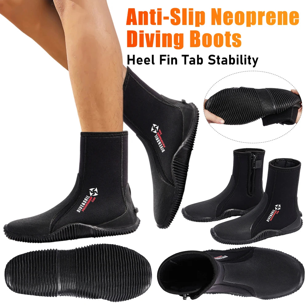 5MM Neoprene Diving Boots Non Slip Beach Water Boots Unisex Waterproof Snorkeling Fin Sock Wetsuit Water Shoes for Water Sports