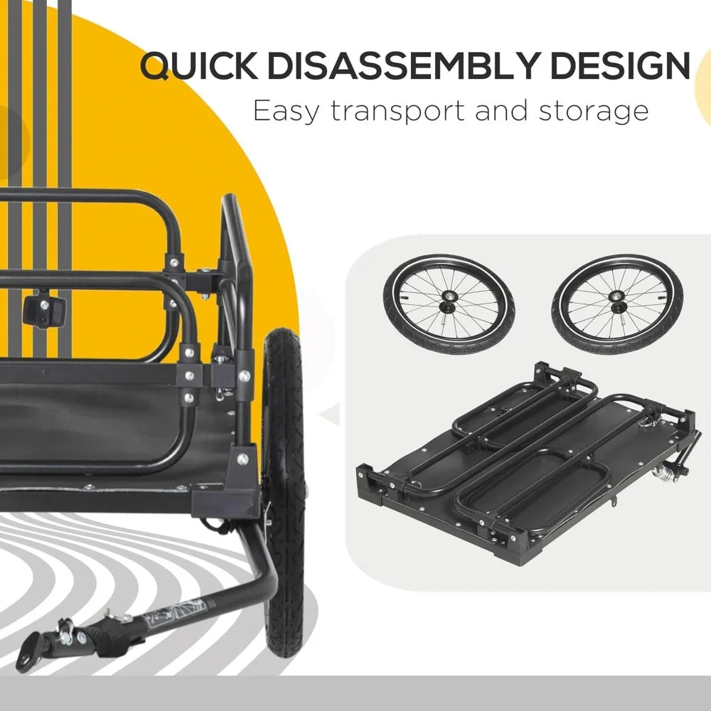 Bike Cargo Trailer Bicycle Wagon with Suspension and Triple Safety Features 16 Inch Wheels 88 Pounds Maximum Load