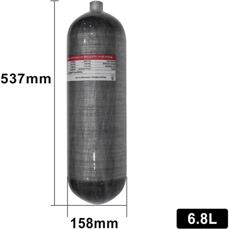 TUXING 4500 PSI Carbon Fiber Scuba Tank 6.8L High Pressure Composite Cylinder Deep Dive Gas Cylinder