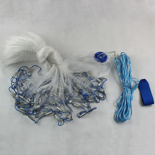 14ft Hand Cast Fishing Net with Diffuser Bait Dense Mesh Durable Hollow Sinker Full Spread 4.2M Mesh