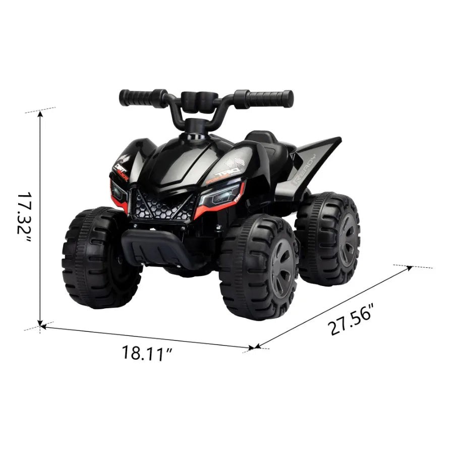 Rideon ATV 6V Battery Powered Electric Quad Car with Music LED Lights and Spray Device for Toddlers Age 3 to 5