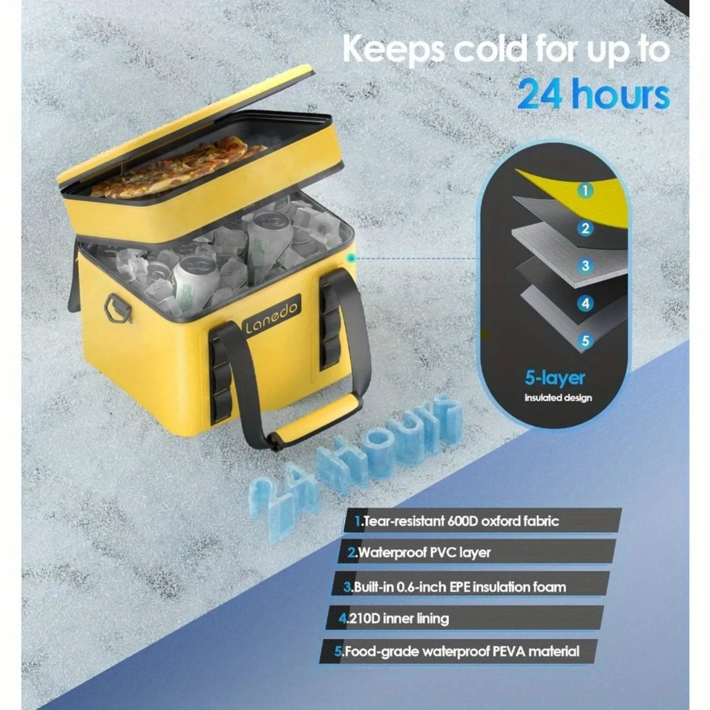 Insulated Lunch and Beverage Bag Soft Cooler 20 Can with Shoulder Strap