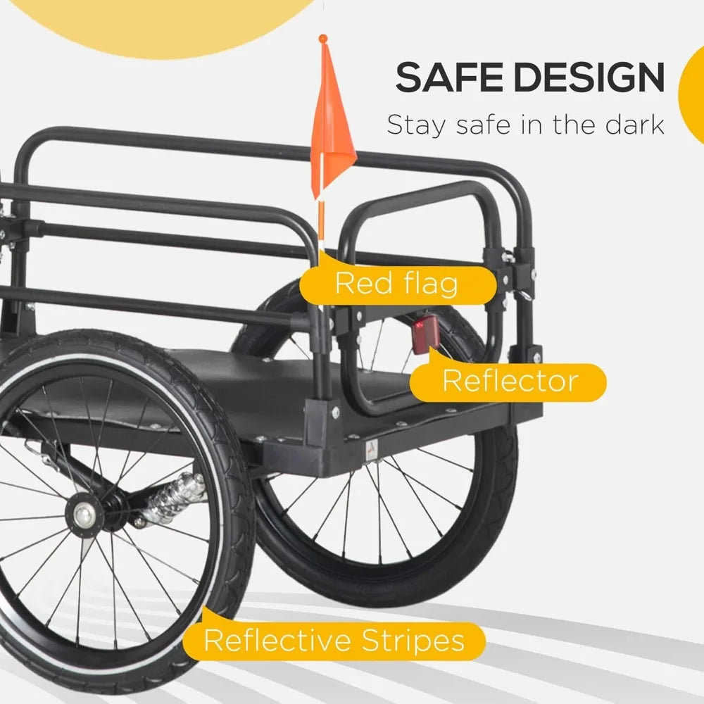 Bike Cargo Trailer Bicycle Wagon with Suspension and Triple Safety Features 16 Inch Wheels 88 Pounds Maximum Load