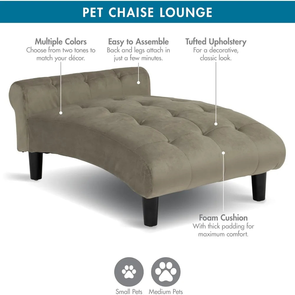 21" Wide Pet Chaise Lounge Bed for Small to Medium Dog or Cat, 28.8" L x 20.3" W x 13.3" Th