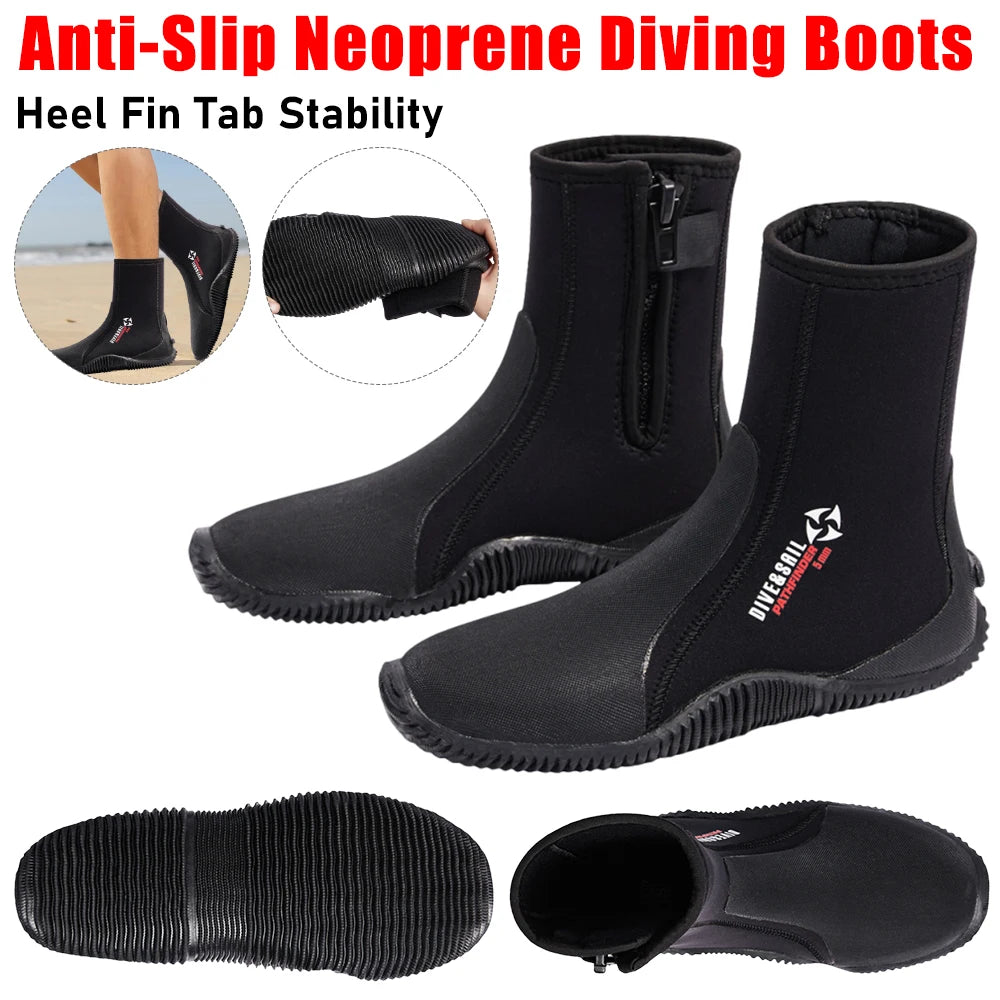 5MM Neoprene Diving Boots Non Slip Beach Water Boots Unisex Waterproof Snorkeling Fin Sock Wetsuit Water Shoes for Water Sports