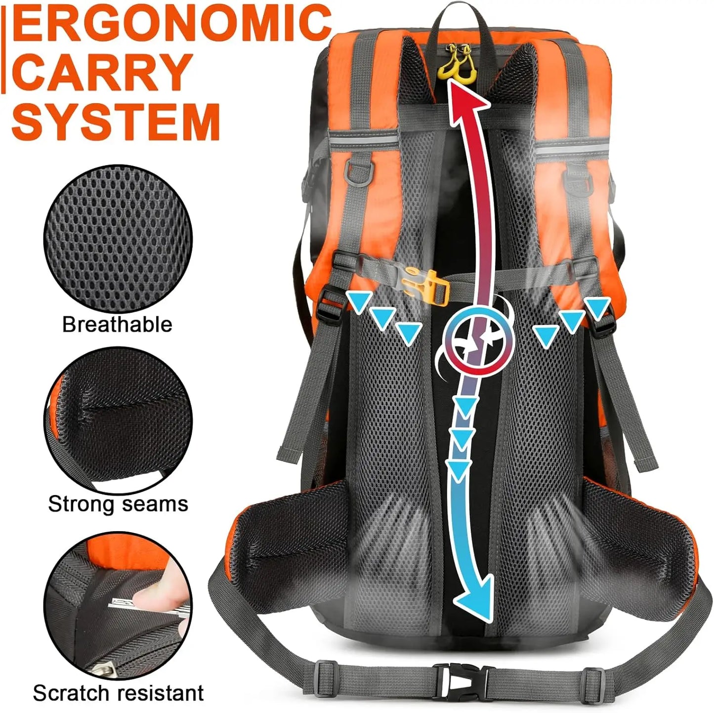 Hiking Backpack Waterproof 50L Lightweight Travel Backpack with Rain Cover for Camping Trekking and Outdoor Sports