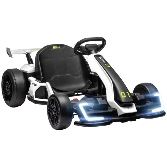Aosom 24V Electric Go Kart 7.5 MPH Adjustable Seat Drifting Car Battery Powered Ride On Toy Outdoor