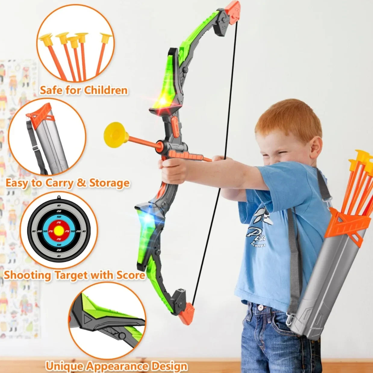 Bow and Arrows Kids Archery Bow Practice Recurve Bow Indoor Outdoor Sports Game Hunting Shooting Toy Gift Kit Set