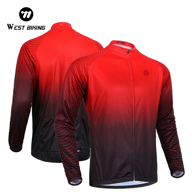 West Biking Long Sleeve Cycling Jersey for Men Comfortable Racing Bike Clothing Fitness Running Sport