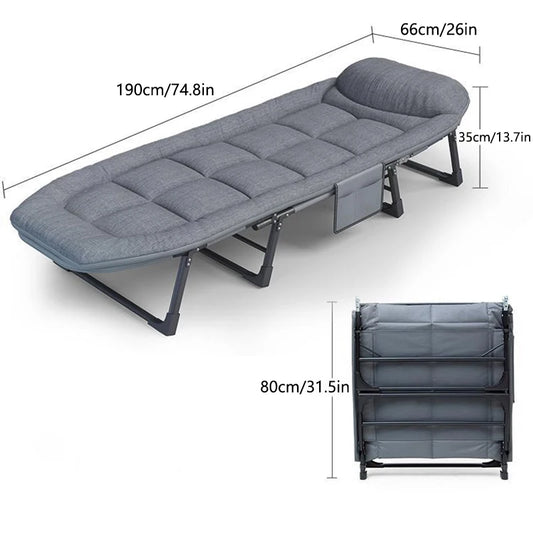 Sleeping Cots for Adults 6 Positions Portable Foldable Bed with Mattress and Pillow Heavy Duty Sturdy Frame for Camping and Home Use