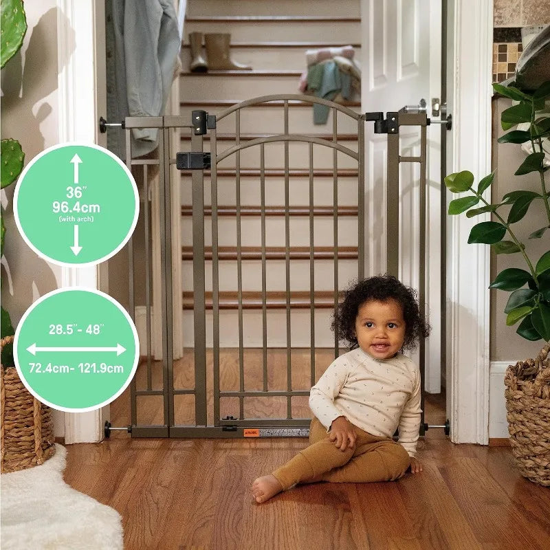 Multi-Use Decorative Extra Tall Safety Pet and Baby Gate, 28.5'-48' Wide, 36' Tall,Pressure or Hardware Mounted