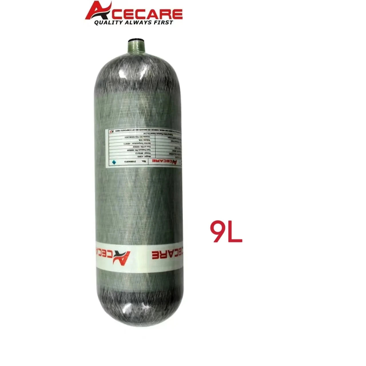 Acecare 4500psi 9L Carbon Fiber Scuba Diving Tank with Bumper and Anti Rolling Carry Strap