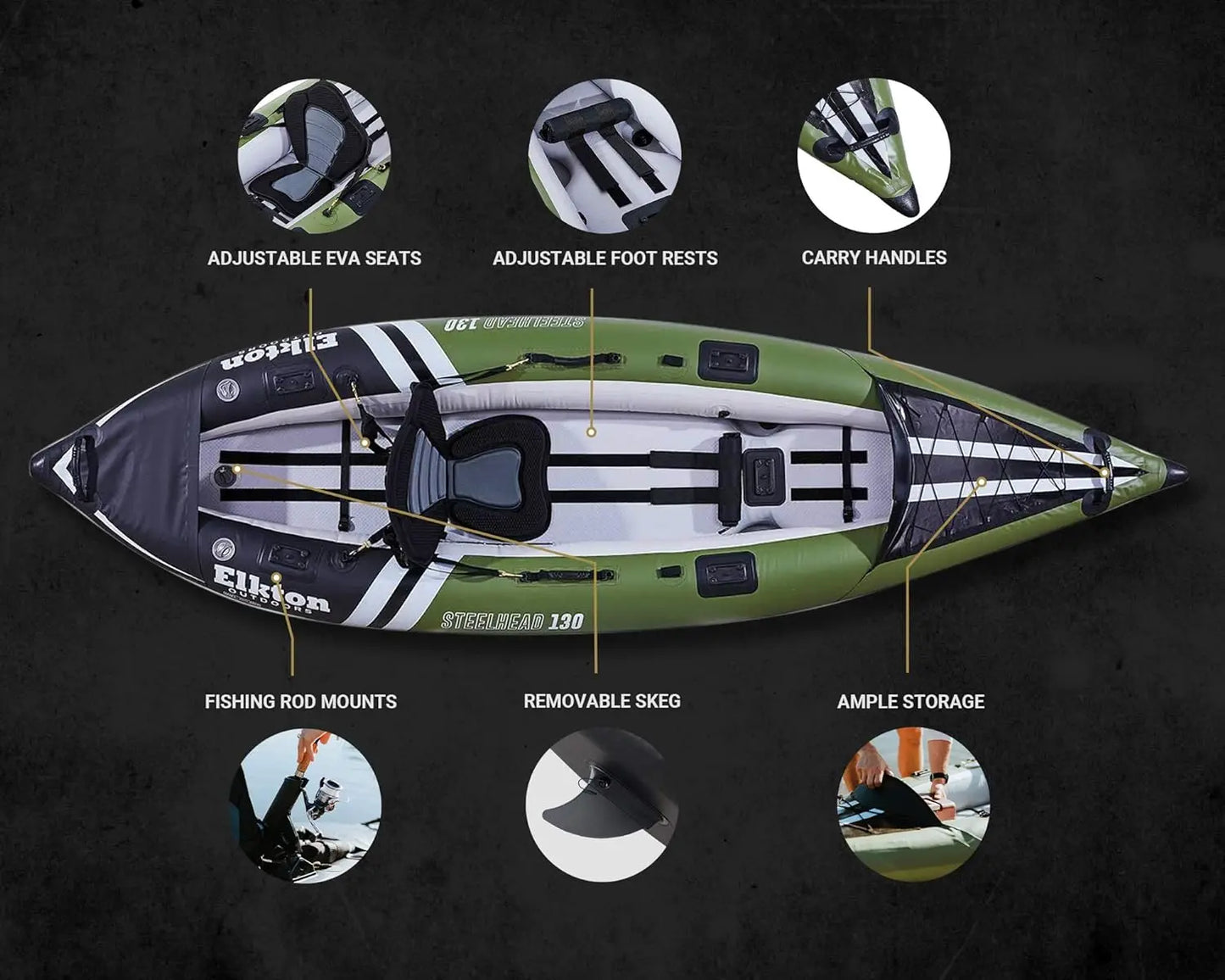 Steelhead Fishing Kayak Angler Blow Up Kayak Includes Paddle Seat Hard Mounting Points Bungee Storage Rigid Dropstitch Floor