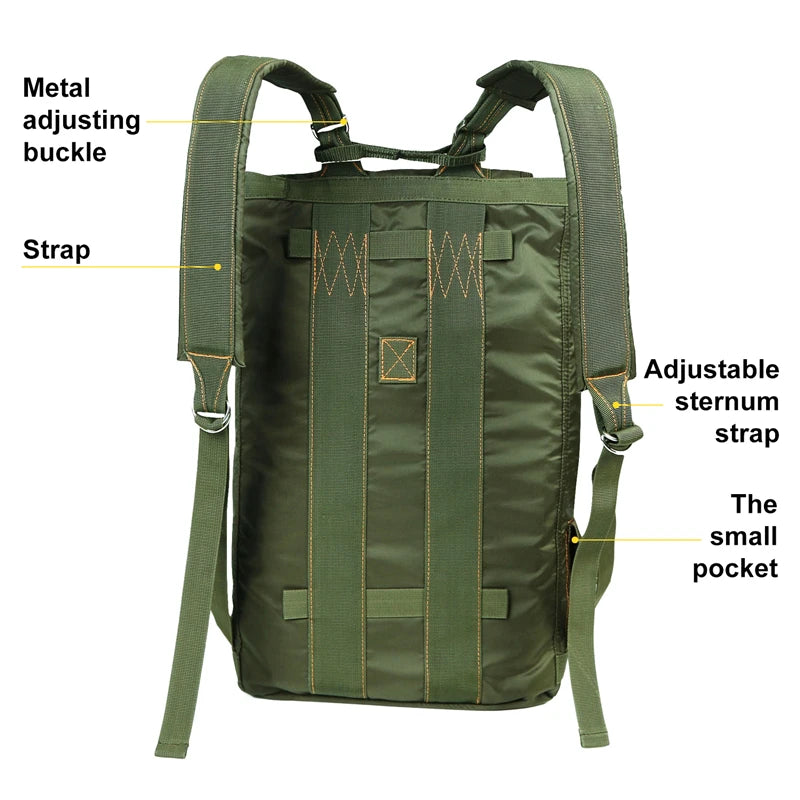 Durable All Purpose Backpack Lightweight Carryall Parachute Bag For Outdoor Hunting Trips Hiking School Adventures