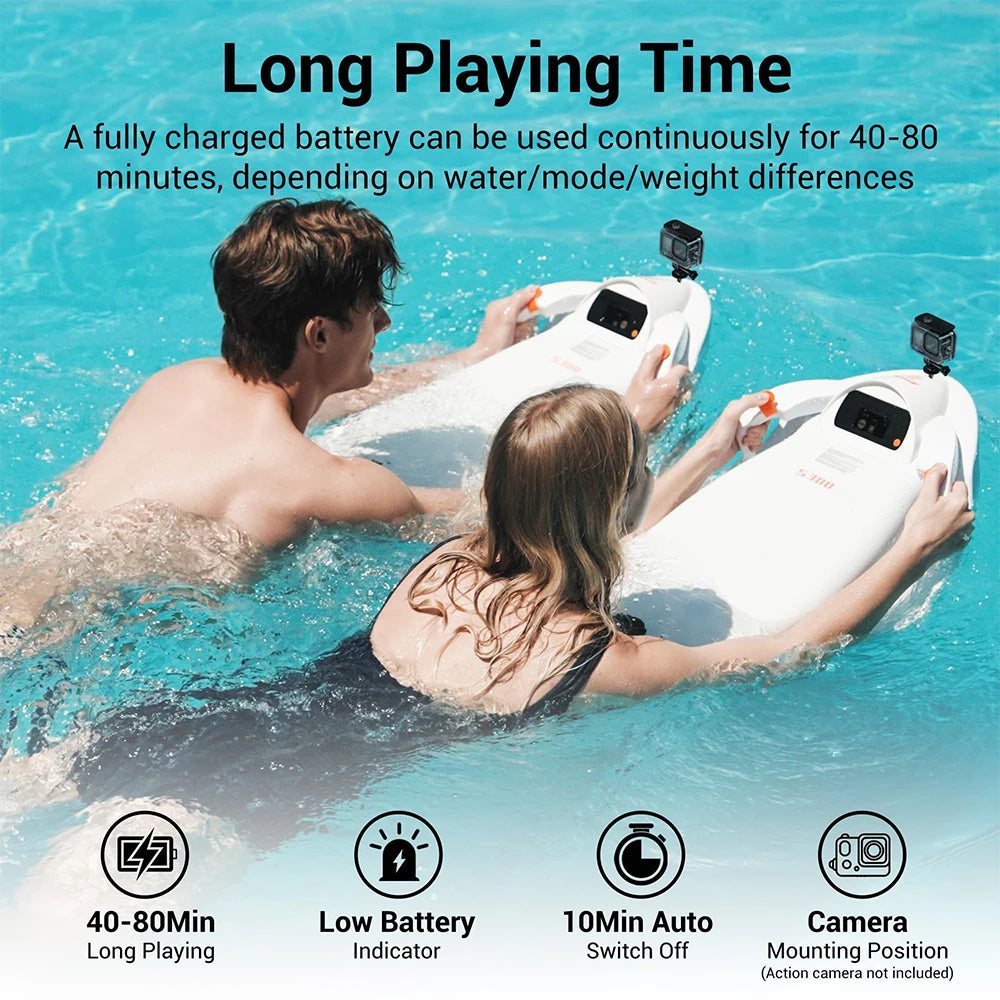 TESMOTO-Electric Kickboard for Men and Women, Electric Surfboard, 40-80 Minutes Playtime, Water Sports Bodyboard, Swimming Pool