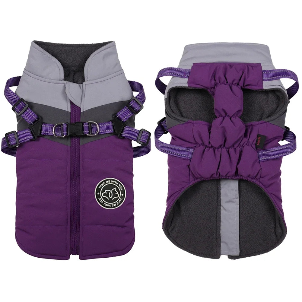 Winter Dog Harness Vest Clothes Waterproof Warm Jacket For Small Dogs