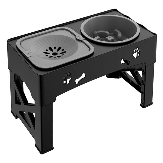 3 In 1 Pet Feeder Slow Feed Bowls Double Bowls Foldable With 5 Adjustable Heights Suitable For Different Sized Pets