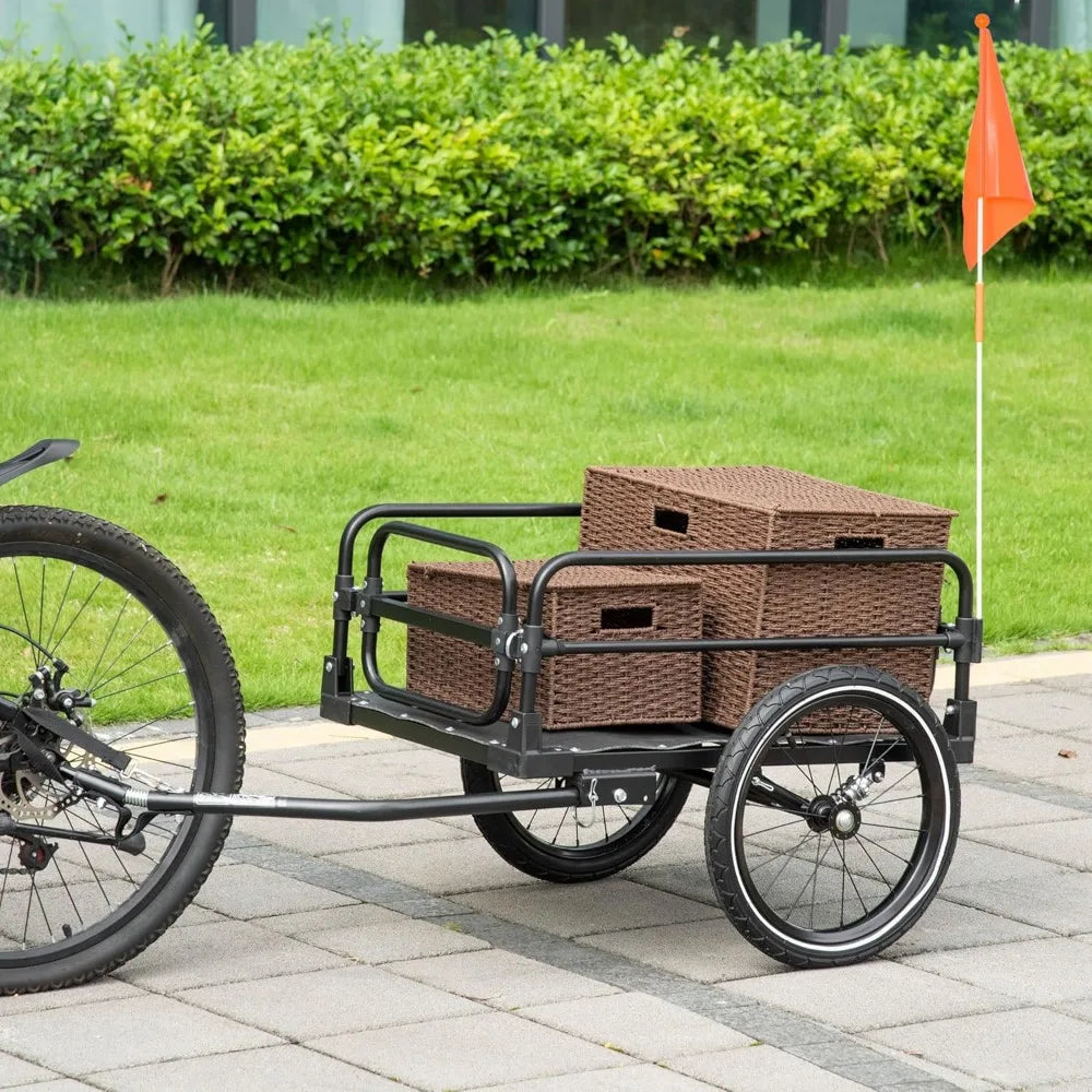 Bike Cargo Trailer Bicycle Wagon with Suspension and Triple Safety Features 16 Inch Wheels 88 Pounds Maximum Load