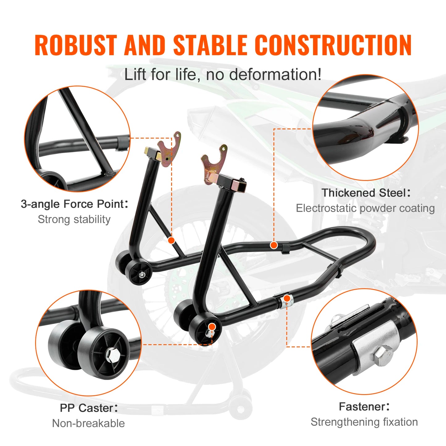 VEVOR Motorcycle Stand Lift 850 Pounds Front Rear Combo Heavy Duty Fork Stand