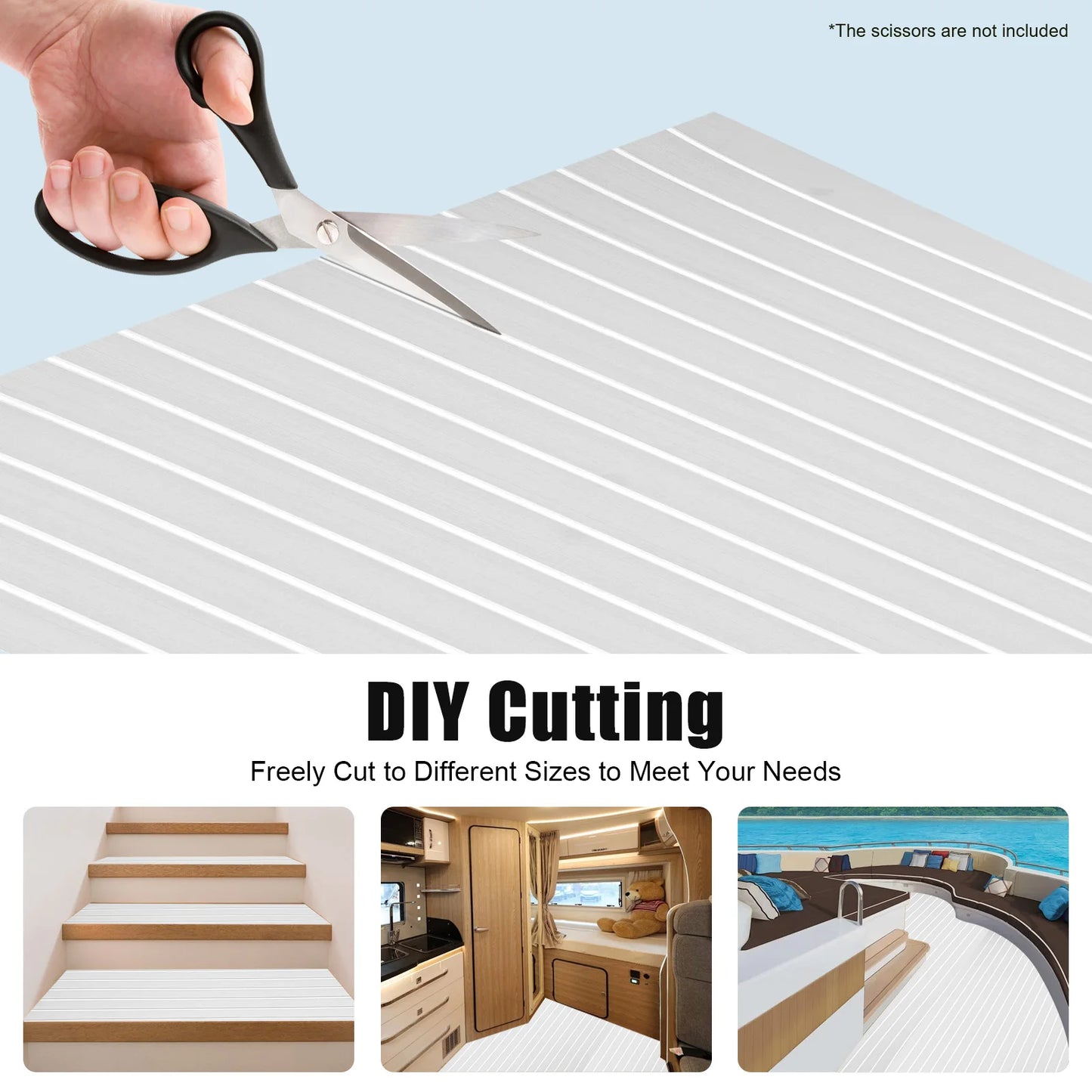 94.5"x 35.4" EVA Anti-slip Mat Foam Boat Decking Sheet Anti-Slip Self-Adhesive Deck Boat Flooring Mat Cuttable