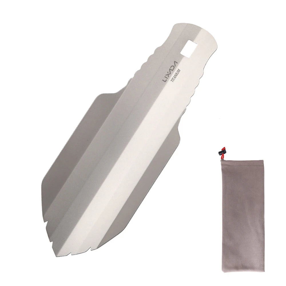 Titanium Camping Shovel with Storage Sack Lightweight Hand Trowel for Gardening Hiking Backpacking and Outdoor Activities