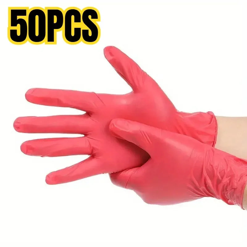 30/50/100PCS Disposable Red Nitrile Gloves Household Cleaning Gloves for Kitchen Beauty Salons Household Pets Dog brush Dog bath