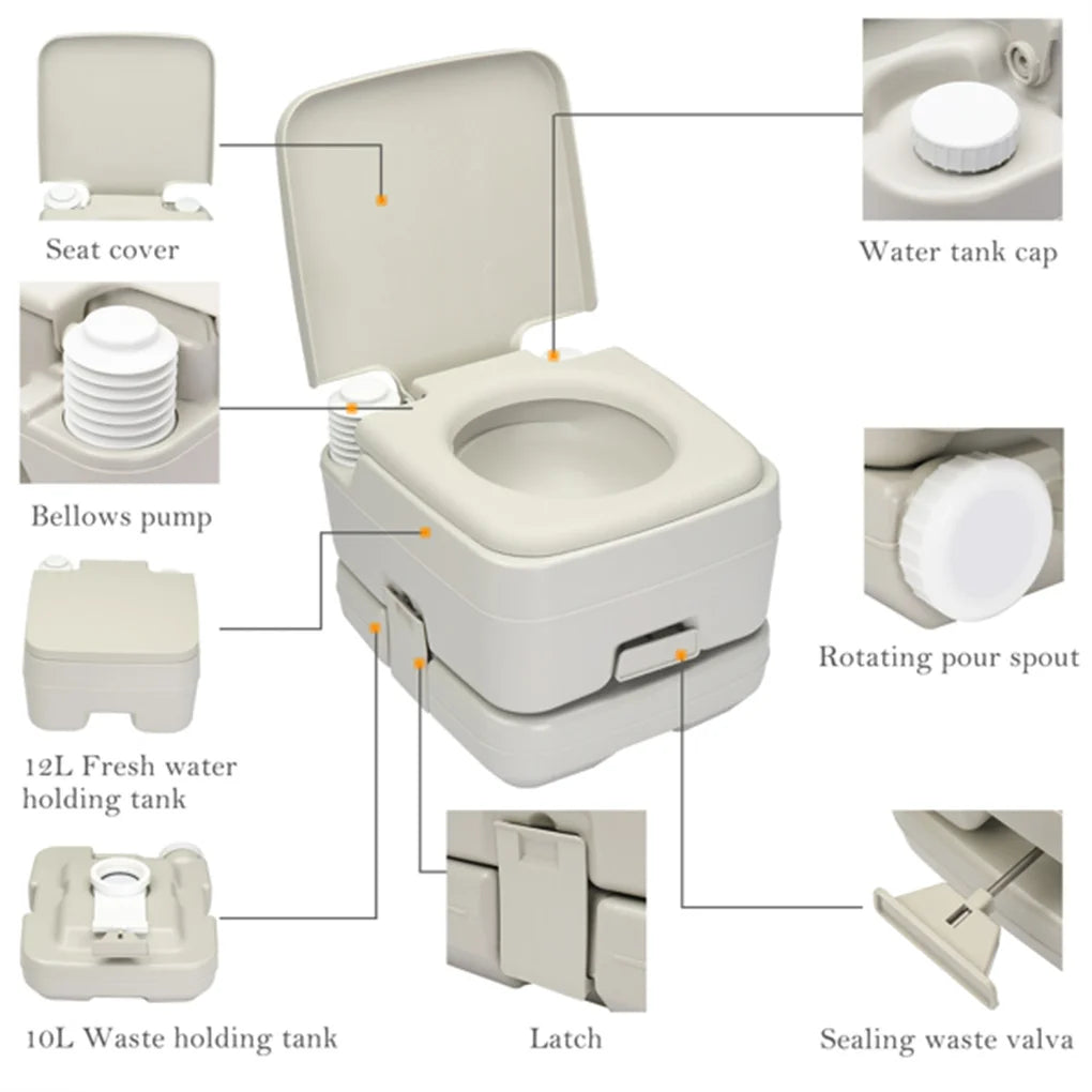 Outdoor Portable Camping Toilet for Travel Boating and Caravan Use Mobile Removable Flush Toilet for Elderly and Pregnant Women