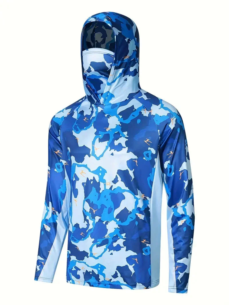Fishing Shirt Hooded Men Fishing Clothes Outdoor Summer Mask Hoodie