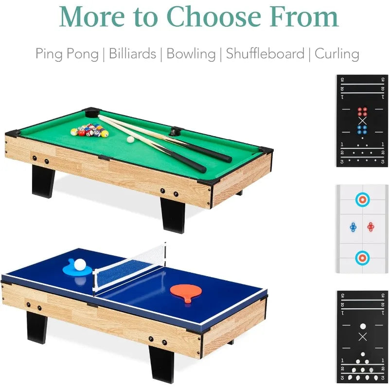 Best Choice Products 11 in 1 Combo Game Table Set for Home and Game Room with Ping Pong and 5 Accessory Bags Light Wood